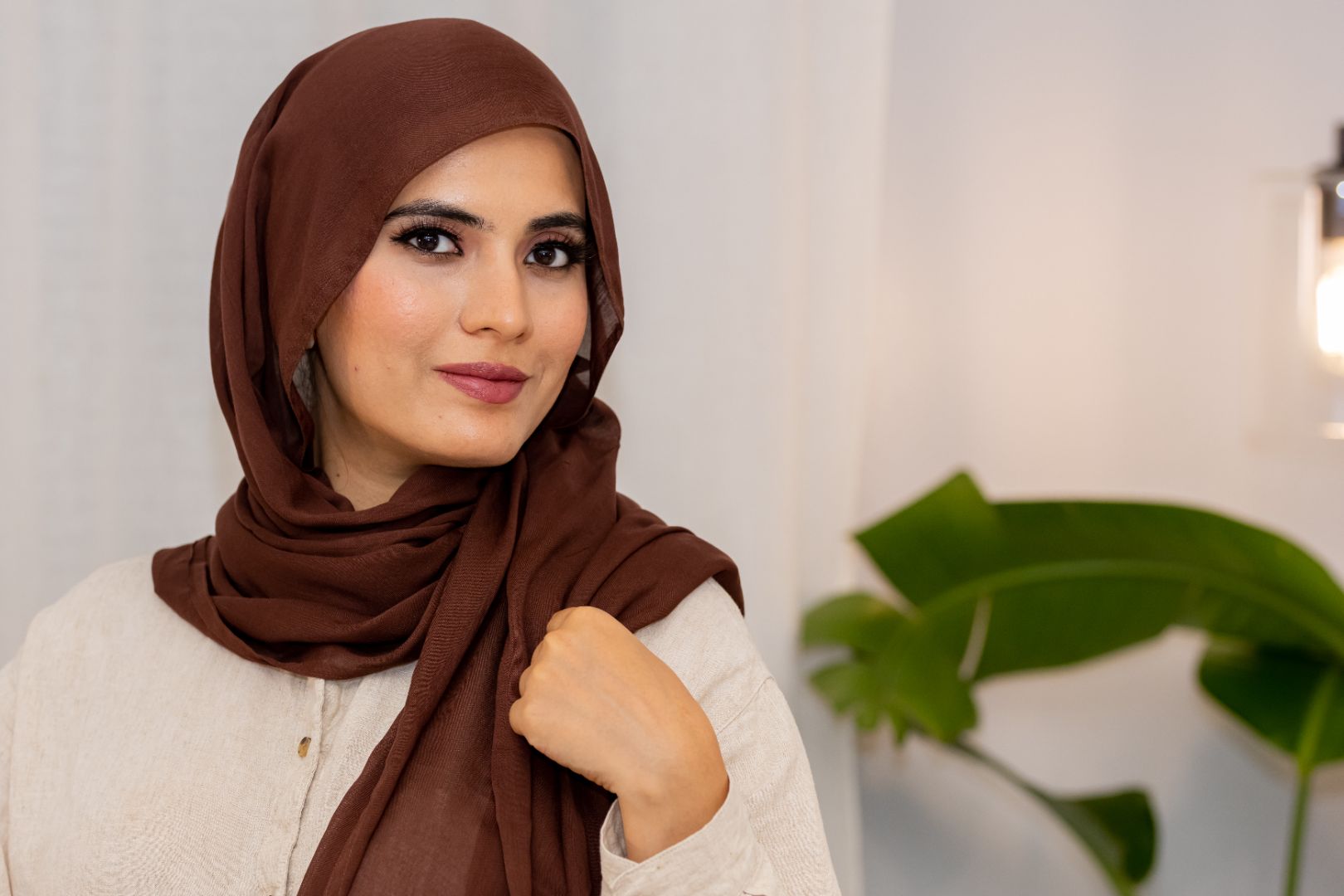 Mocha chiffon modal hijab scarf – breathable, lightweight, soft Elegant Turkish Hijab - Silk Scarf by Alif Scarf | Alif Scarf