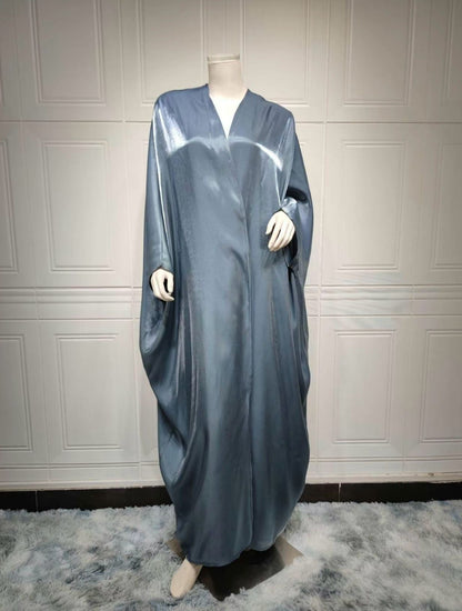 Nela satin open abaya luxury lightweight modest long kimono style abaya with belt for Muslim women prayer Eid daily wear black satin abaya, Elegant Turkish Hijab - Silk Scarf by Alif Scarf | Alif Scarf